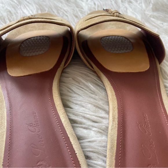Loro Piana Natural Tan Open Toe Flat Suede Charm Slide Mules EUC Size 37.5 - Picture 11 of 12
